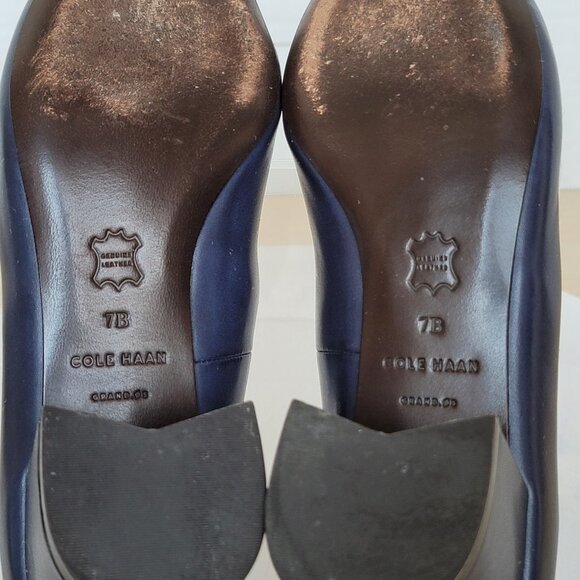 Cole Haan Justine Navy Leather Block Chunky Heels Classic Pumps - Picture 15 of 16